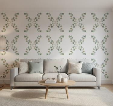 Papier peint salon branche d'eucalyptus aquarelle - TenStickers