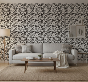 Papier peint salon branches noires et blanches - TenStickers