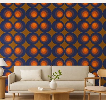 Papier peint salon cercles répétitifs bleu et jaune - TenStickers
