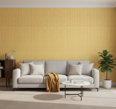 Papier peint salon chevrons jaunes herringbone - TenStickers