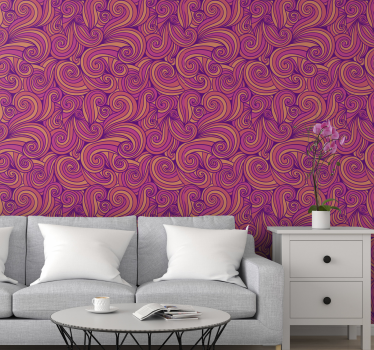 Papier peint salon coucher de soleil ondulé - TenStickers