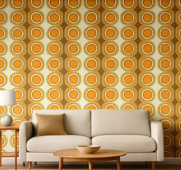 Papier peint salon design cercles oranges rétro - TenStickers