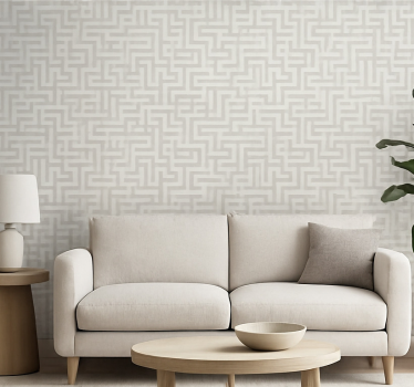 Papier peint salon design labyrinthe argenté - TenStickers