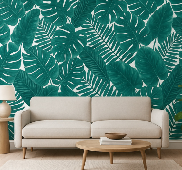 Papier peint salon feuilles de palmier tropicales - TenStickers