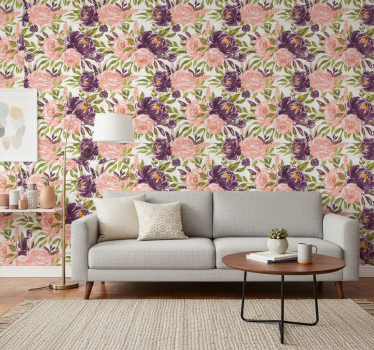 Papier peint salon fleurs aquarelle charmantes - TenStickers