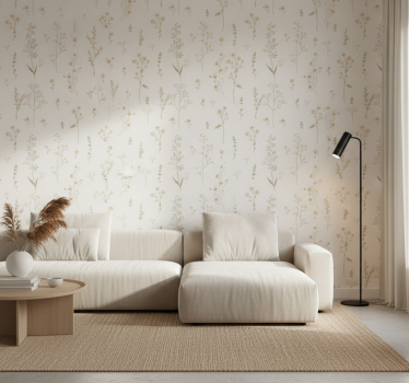 Papier peint salon fleurs de champ minimalistes - TenStickers