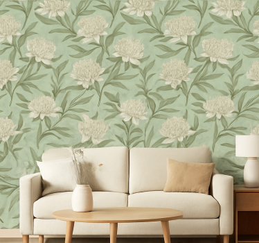 Papier peint salon fleurs de protea blanches - TenStickers