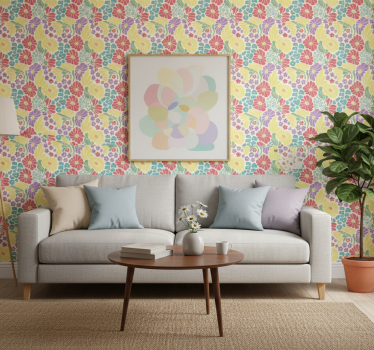 Papier peint salon fleurs pastel - TenStickers