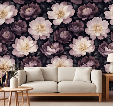 Papier peint salon fleurs sombres - TenStickers