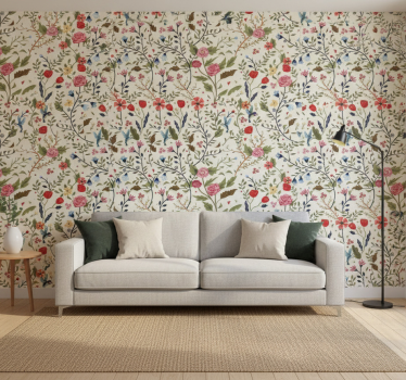Papier peint salon fresque de jardin enchanté - TenStickers
