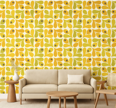 Papier peint salon géométriques jaunes rétro - TenStickers