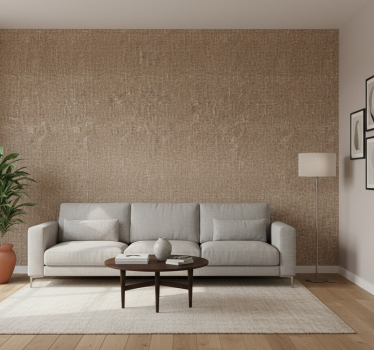 Papier peint salon imitation fibre naturelle beige - TenStickers