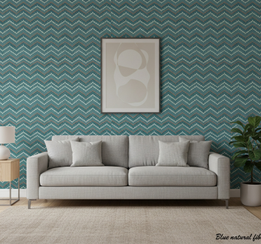 Papier peint salon imitation fibre naturelle bleue - TenStickers