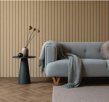Papier peint salon lattes de bois verticales - TenStickers