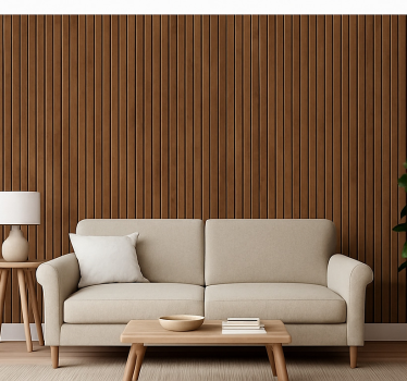 Papier peint salon lattes en bois vertical marron foncé - TenStickers