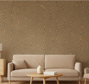Papier peint salon lignes modernes noires et oranges - TenStickers