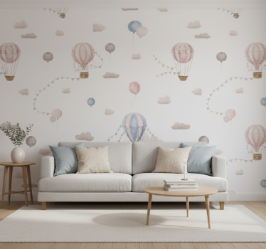 Papier peint salon montgolfière pastel - TenStickers