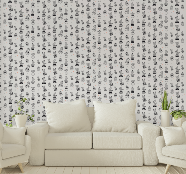 Papier peint salon motif de cactus minimaliste - TenStickers