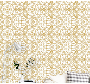 Papier peint salon motif de carrelage complexe - TenStickers