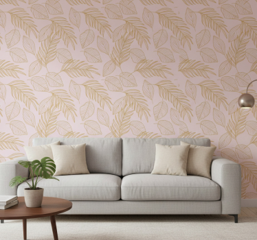 Papier peint salon motif feuilles élégant - TenStickers