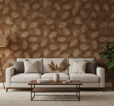Papier peint salon motif feuilles naturelles - TenStickers