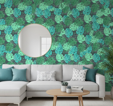 Papier peint salon motif feuilles tropicales - TenStickers