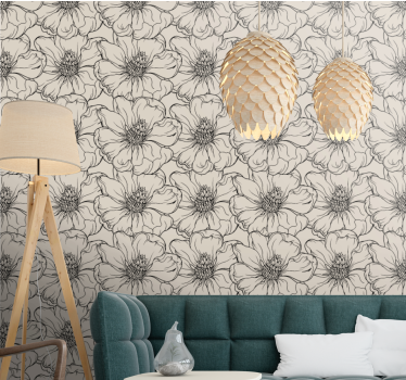 Papier peint salon motif floral élégant - TenStickers