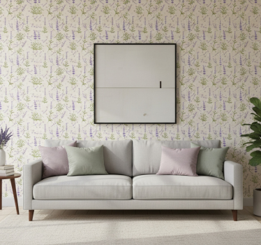 Papier peint salon motif floral lavande - TenStickers