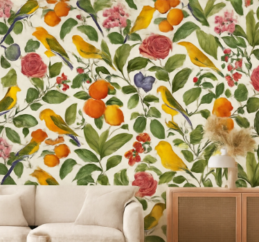 Papier peint salon motif jungle exotique - TenStickers