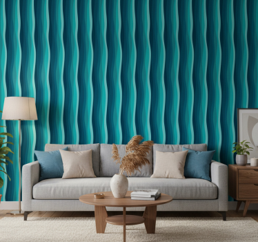 Papier peint salon motif ondulé bleu - TenStickers