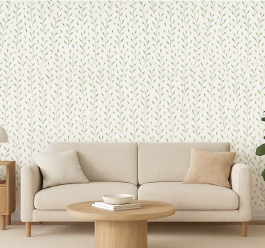 Papier peint salon motif petites feuilles vertes - TenStickers