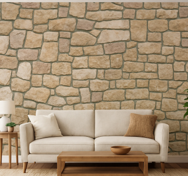 Papier peint salon motif pierre beige - TenStickers