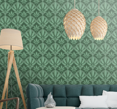 Papier peint salon motif vertical vert - TenStickers