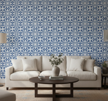 Papier peint salon motif vintage bleu - TenStickers