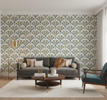 Papier peint salon motif vintage gatsby fan - TenStickers