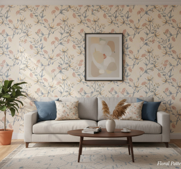 Papier peint salon motifs floraux - TenStickers