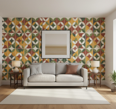 Papier peint salon motifs géométriques terreux - TenStickers