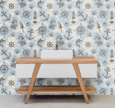 Papier peint salon motifs nautiques - TenStickers