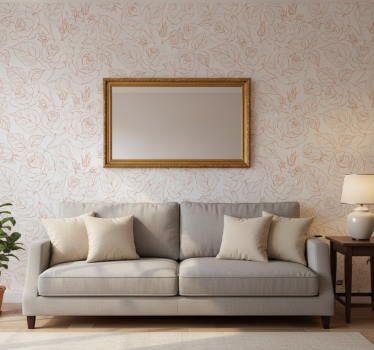 Papier peint salon motifs roses délicats - TenStickers