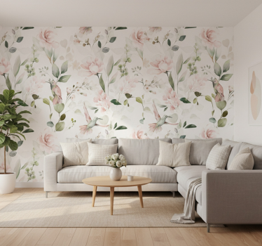 Papier peint salon oiseau pastel doux - TenStickers