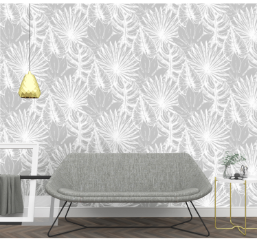 Papier peint salon Palmier tropical gris clair - TenStickers