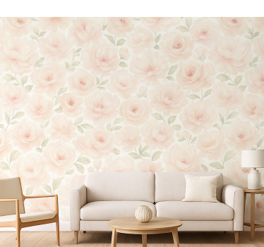 Papier peint salon pivoine rose vintage - TenStickers