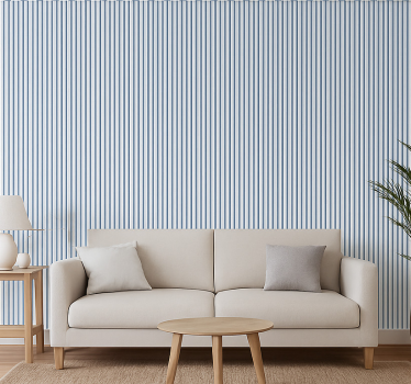 Papier peint salon rayures bleues et blanches répétées - TenStickers