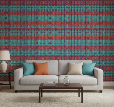 Papier peint salon rayures multicolores imitation fibres naturell - TenStickers