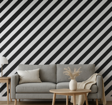 Papier peint salon rayures noires et blanches classiques - TenStickers