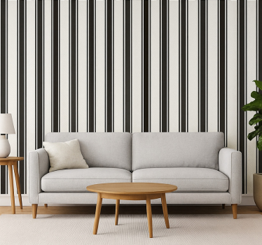 Papier peint salon rayures vintage noir et blanc - TenStickers