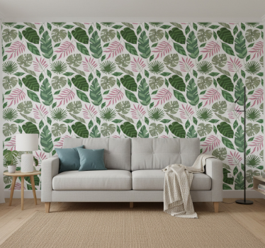 Papier peint salon thème feuillage tropical - TenStickers