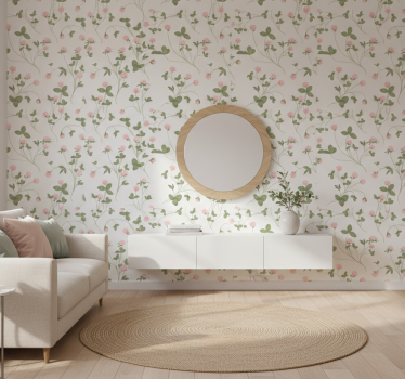 Papier peint salon trèfle rose délicat - TenStickers