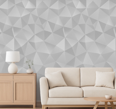 Papier peint salon triangles 3d gris clair - TenStickers