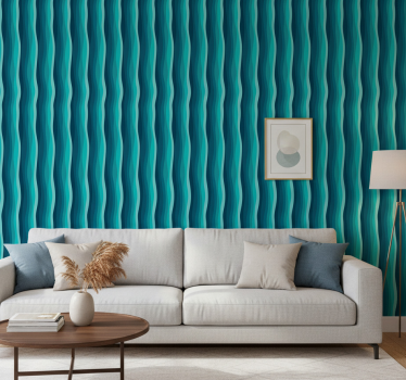 Papier peint salon vagues bleues sereines - TenStickers